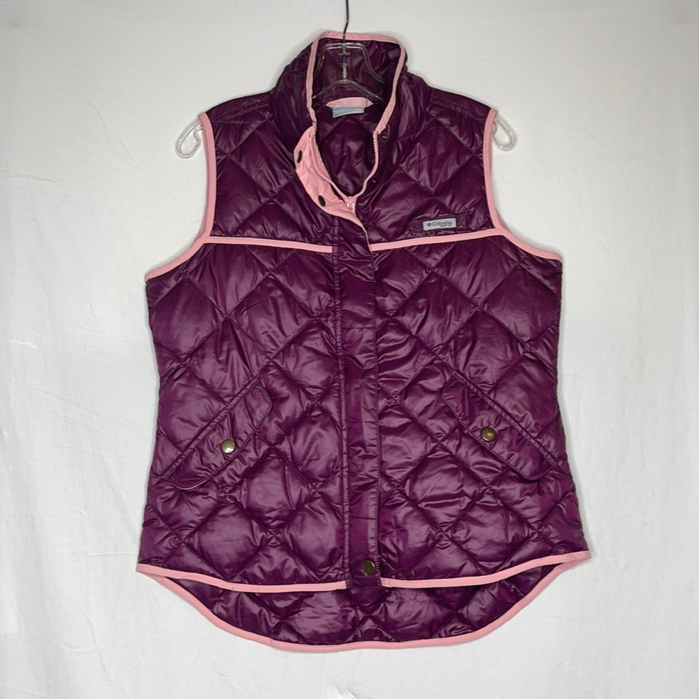 Columbia purple vest with pink piping